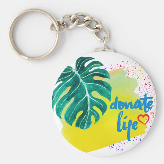 寄贈する熱帯黄水色 キーホルダー (正面)