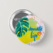 寄贈する熱帯黄水色 缶バッジ (正面&裏面)