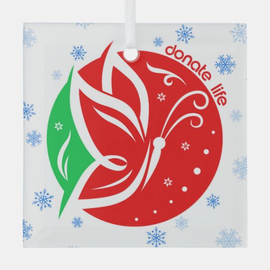 寄贈ライフバタフライドナー認識度クリスマス ガラスオーナメント (正面)