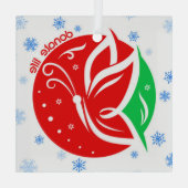 寄贈ライフバタフライドナー認識度クリスマス ガラスオーナメント (裏面)