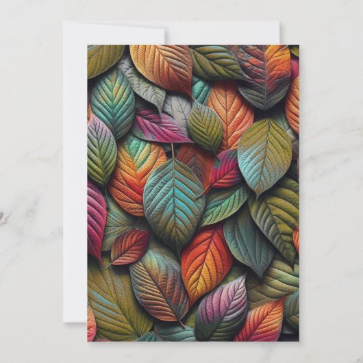 密に重なり合う秋の紅葉感謝祭 招待状 (裏面)