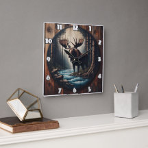 密威厳のある林の川のそばでムース