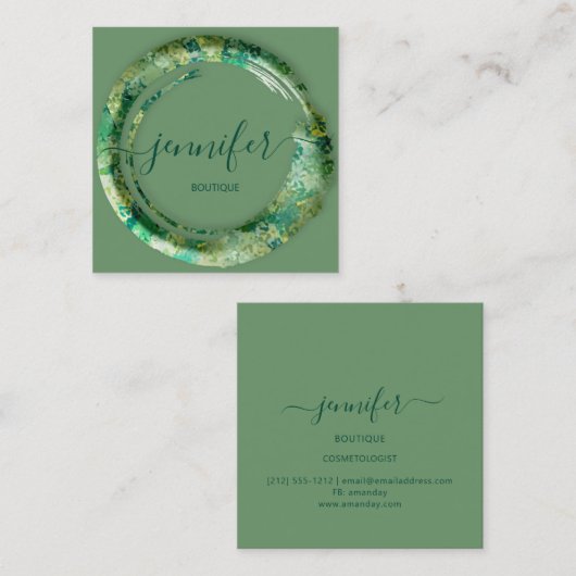 密封カモフラージュ抽象芸術ファッションウッドランド スクエア名刺 (正面/裏面)