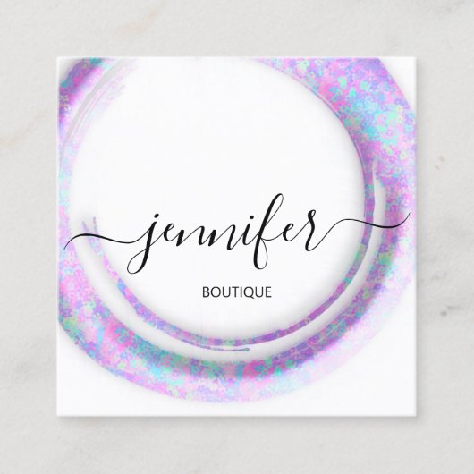 密封カモフラージュ抽象芸術ファッションピンクホワイトスクー スクエア名刺 (正面)