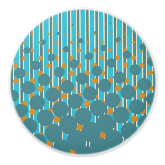 密度デザイン-ターコイズ&オレンジ – ドローノブ セラミックノブ (正面)