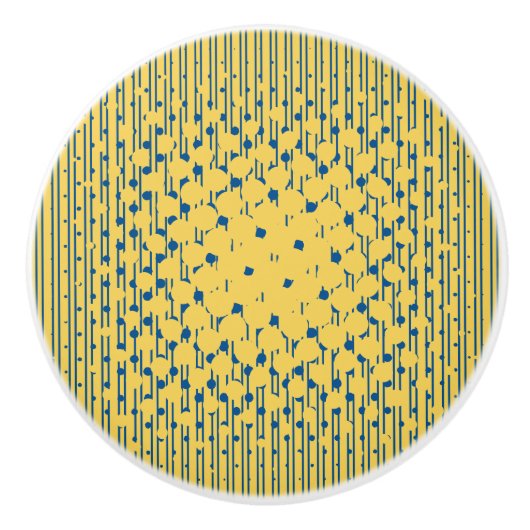 密度デザイン – 黄色と青 – 引き出しノブ セラミックノブ (正面)