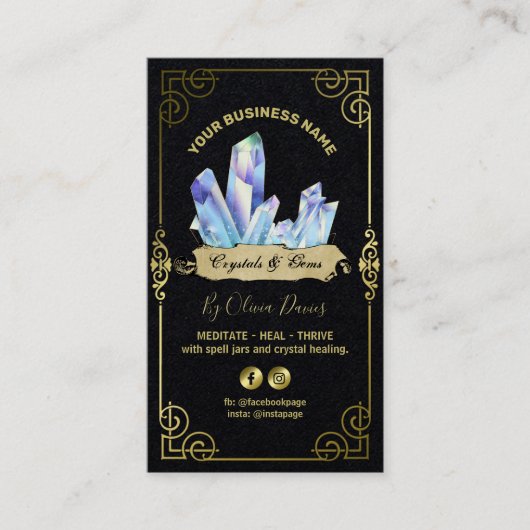 密教クリスタルブラックブルーアンド金ゴールド名刺 名刺 (正面)
