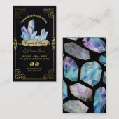 密教クリスタルブラックブルーアンド金ゴールド名刺 名刺 (正面/裏面)
