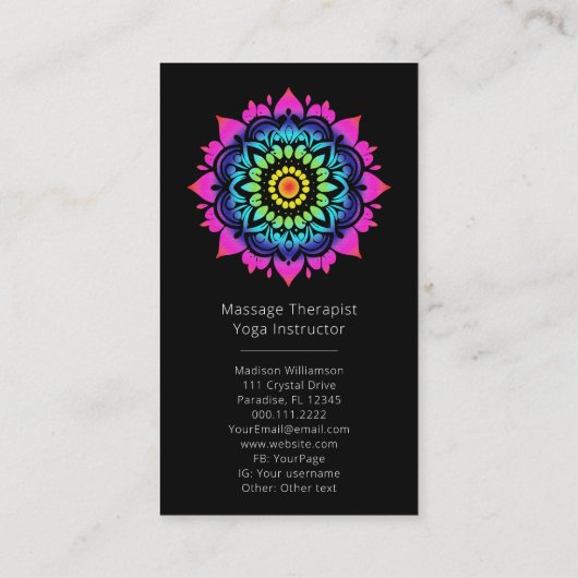 密教曼荼羅ホリスティック形而上的房法写真 名刺 (裏面)