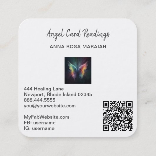 *~*密教神秘的レインボーエンジェルウィングスAP78 QR スクエア名刺 (裏面)