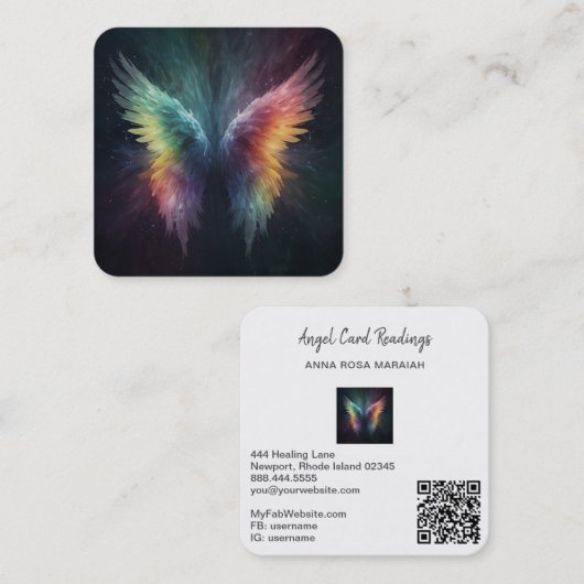 *~*密教神秘的レインボーエンジェルウィングスAP78 QR スクエア名刺 (正面/裏面)