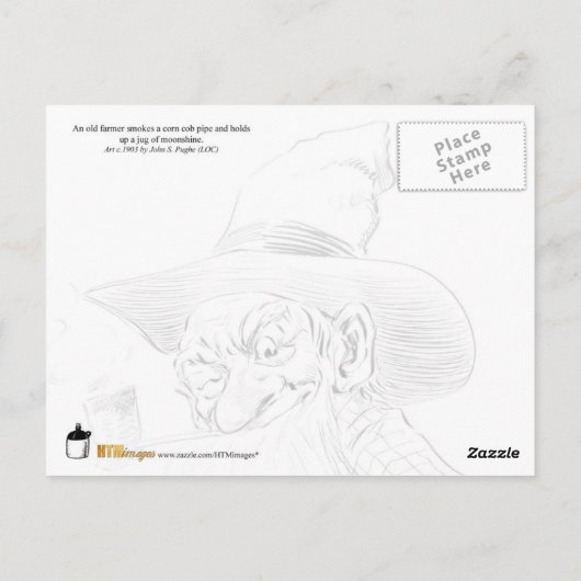 密造酒を手に持つ老農夫（白い稲妻） ポストカード (裏面)