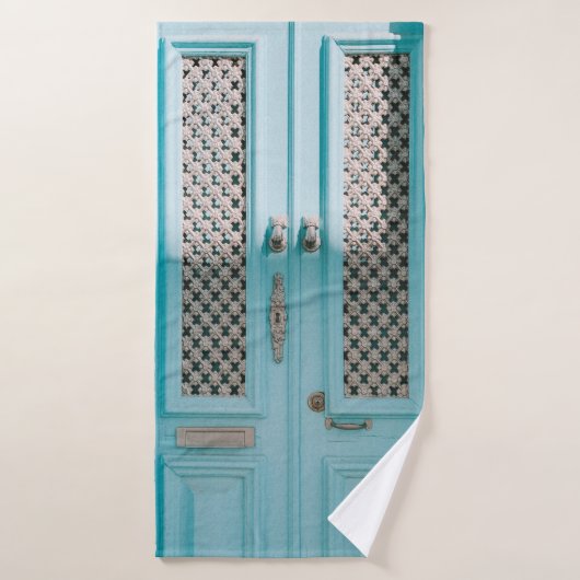 密閉ティール（緑がかった色）フランスの扉 バスタオル (バスタオル)