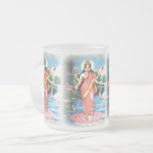 富および繁栄のLAKSHMIの女神 フロストグラスマグカップ (正面左)