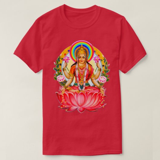 富と豊富のシュリー・ラクシュミ女神 Tシャツ (デザイン正面)