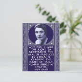 富の再配分に関するAyn Rand ポストカード (スタンド正面)