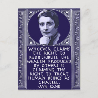 富の再配分に関するAyn Rand ポストカード