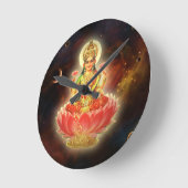 富のMaa Maha Lakshmi Devi Laxmiの女神 ラウンド壁時計 (傾斜)