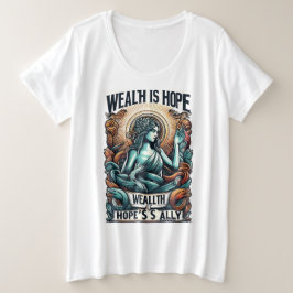 富は希望の味方 プラスサイズTシャツ