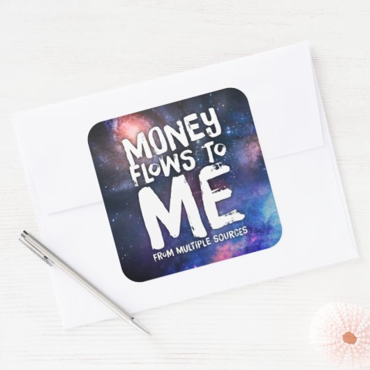 富を引き付ける法律に金が流れ込む スクエアシール (封筒)