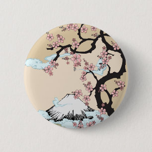 富士および桜ボタン 缶バッジ