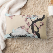 富士および桜: 	ポリエステル腰神経の枕13" x 21 ランバークッション (ブランケット)