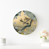 富士と少年、北斎富士山および男の子、Hokusai、Ukiyo-e ラージ壁時計 (ホーム)