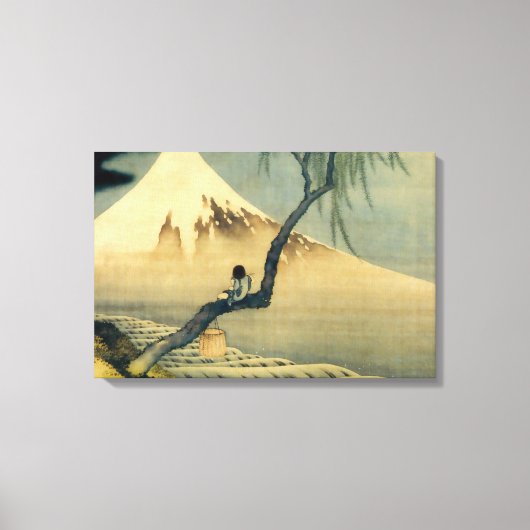 富士と少年,北斎山富士と少年，北斎，浮世絵 キャンバスプリント (正面)