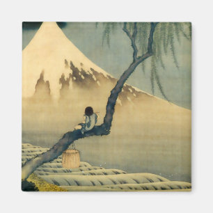 富士と少年,北斎山富士と少年，北斎，浮世絵 マグネット