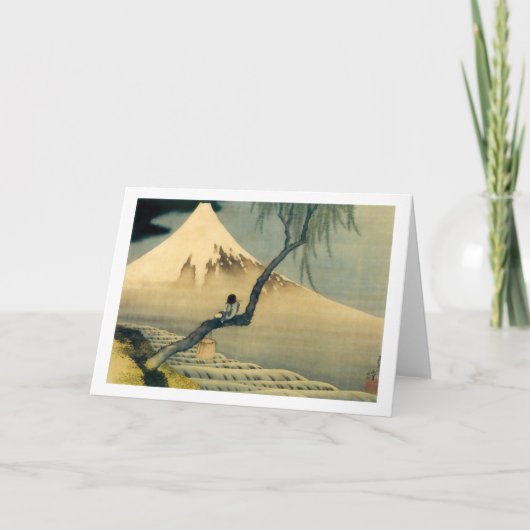 富士と少年, 北斎 Mount Fuji and Boy, Hokusai, Ukiyo-e カード (正面)