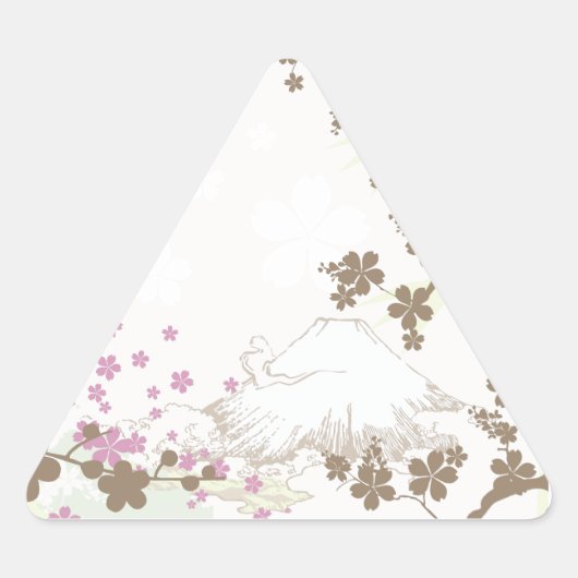 富士と桜 – ブラウン 三角形シール (正面)