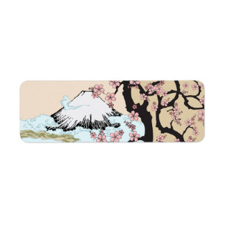 富士と桜:差出人住所ラベル ラベル