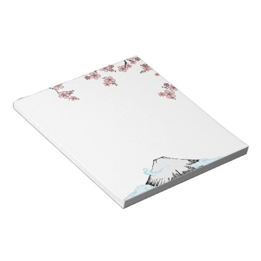 富士と桜: 5.5インチx 6インチメモ帳 – 40ページ ノートパッド (アングル)