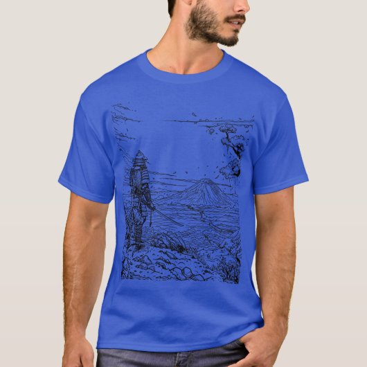 富士の前のサムライ戦士 Tシャツ (正面)