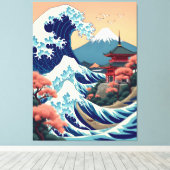 富士ジャパンのヴィンテージ旅行イラストレーション キャンバスプリント (インサイチュ (ウッドフロア))