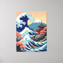 富士ジャパンのヴィンテージ旅行イラストレーション キャンバスプリント