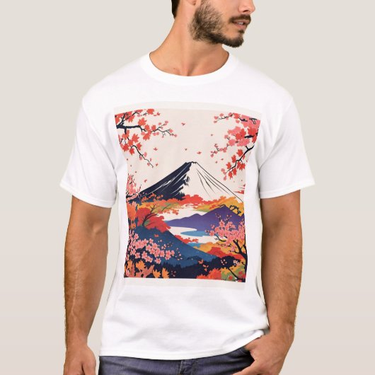 富士四季図(Fuji Shiki Zu) Tシャツ (正面)
