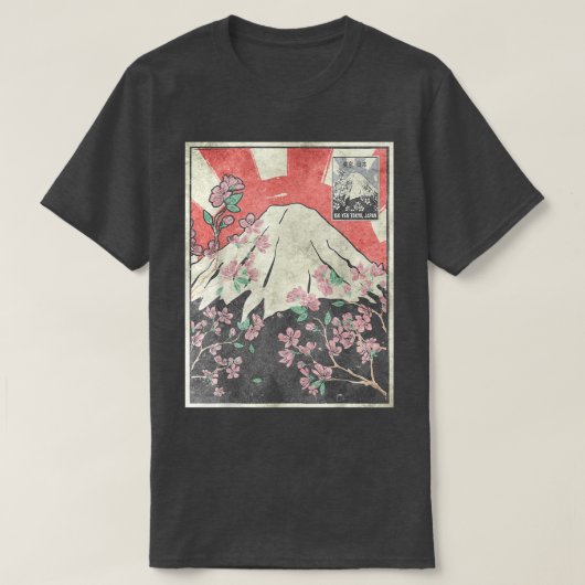 富士山さくらんぼブロッサム藤山エステ日本のティック Tシャツ (デザイン正面)