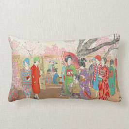 富士山とさくらんぼが飛鳥山画 ランバークッション