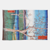 富士山とさくらんぼの花見、広重 キッチンタオル (横)