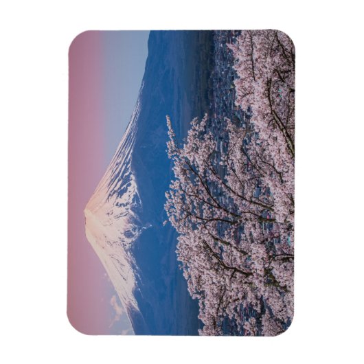 富士山とさくらんぼの花 マグネット (縦)