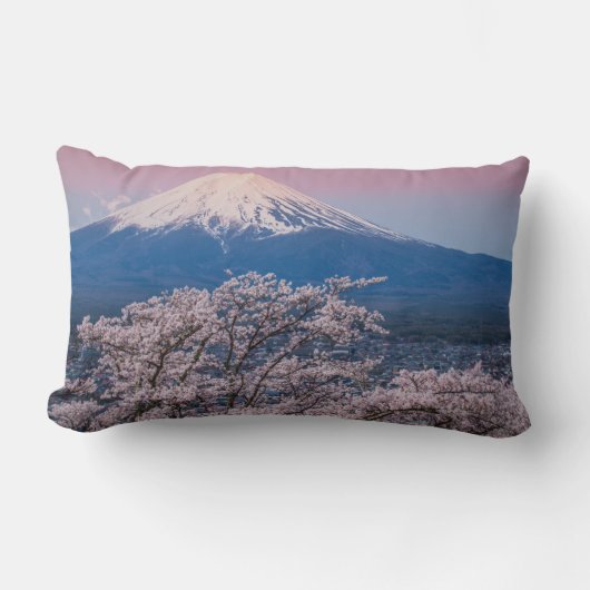 富士山とさくらんぼの花 ランバークッション (正面)