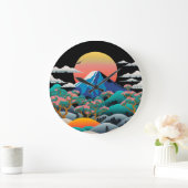 富士山とさくらんぼの花 ラージ壁時計 (ホーム)