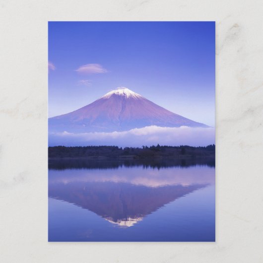 富士山とレンズ雲、本栖湖、 ポストカード (正面)