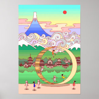 富士山と大きな輪 ポスター