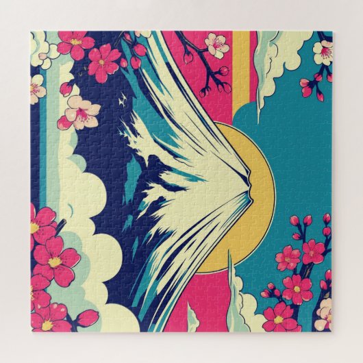 富士山と桜のポップアートパズル 和モダンな風景 ジグソーパズル (横)