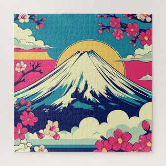 富士山と桜のポップアートパズル　和モダンな風景 ジグソーパズル