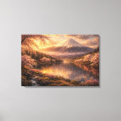 富士山と桜の油絵アート キャンバスプリント (正面)
