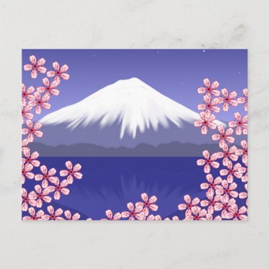 富士山と桜の花 ポストカード (正面)