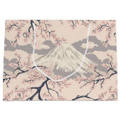 富士山と桜 – 日本風 (2) ラージペーパーバッグ (正面)